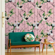Designer wallpaper - Cranes Pink 
